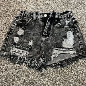 SHEIN Black Distressed Jean Shorts